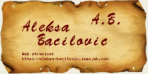 Aleksa Bačilović vizit kartica